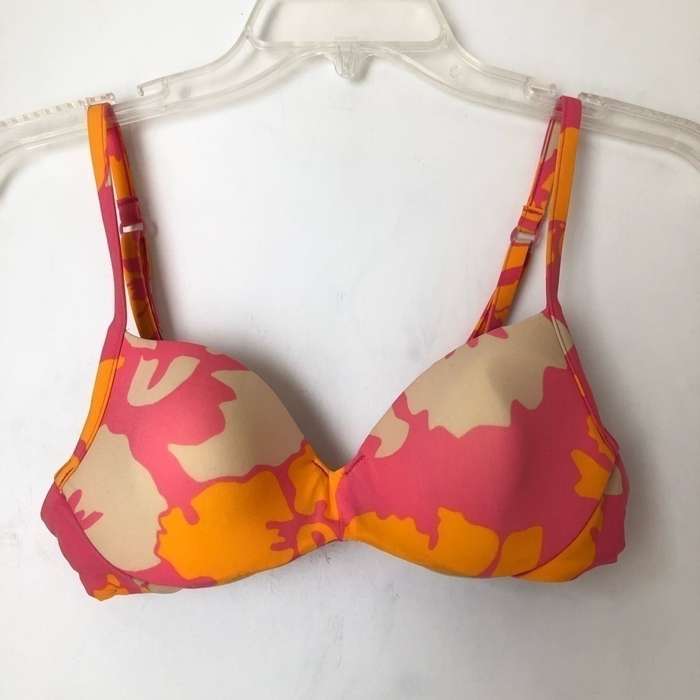 Victoria's Secret Vintage Y2K Underwire Pink Floral Bikini Top 34A